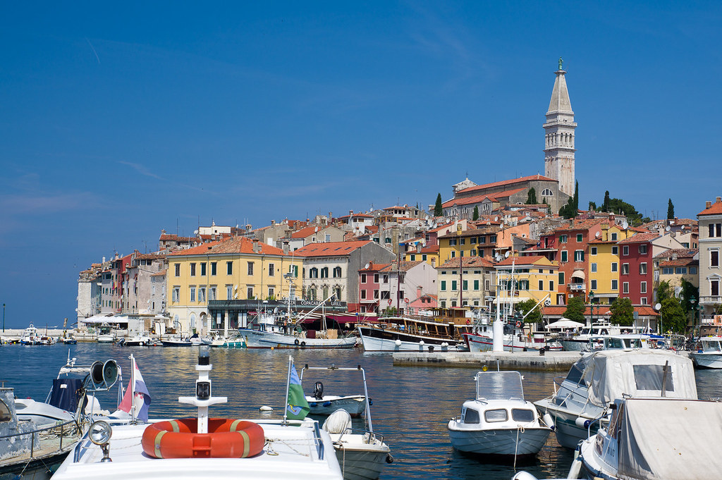 Rovinj Croatia Rovinj Croatia with boats in the foreground