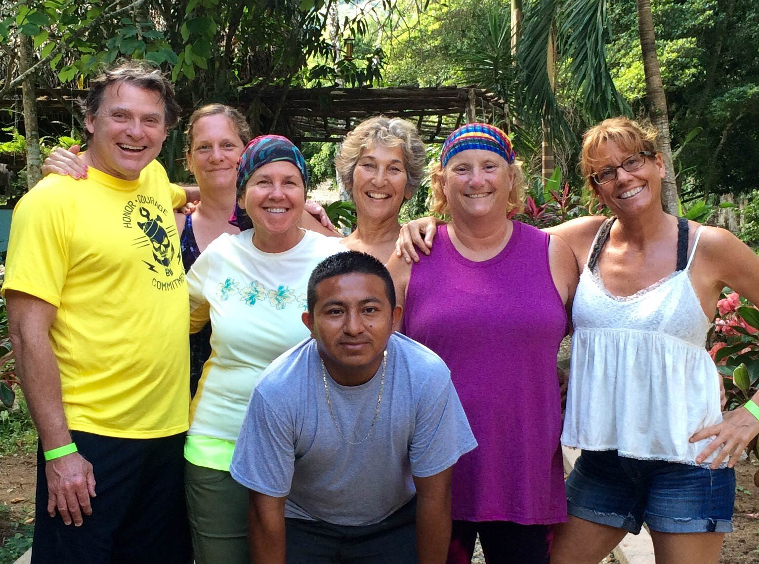 Tour group standing at zip line park